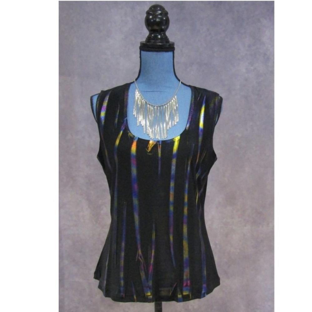 NWT Bleeker & McDougal Black & Iridescent Top PL